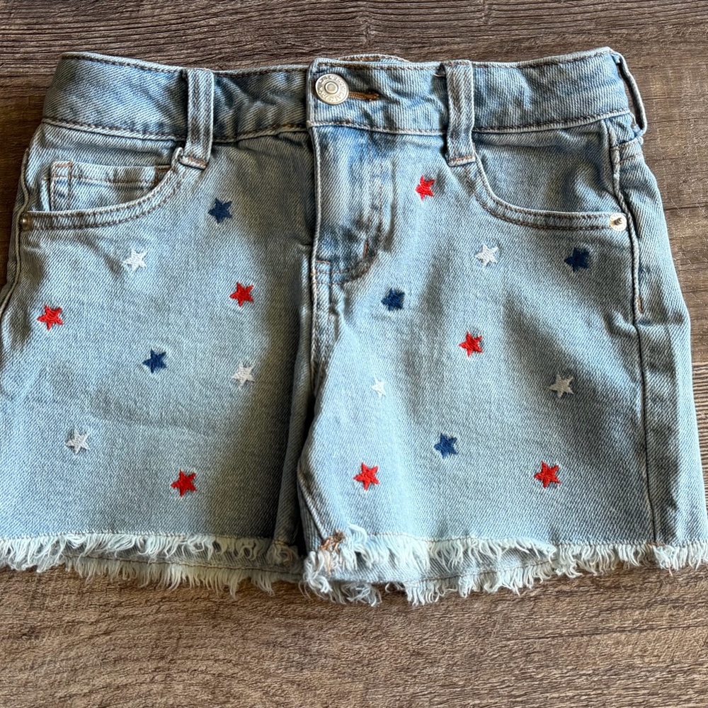 Star Embroidered Denim Shorts